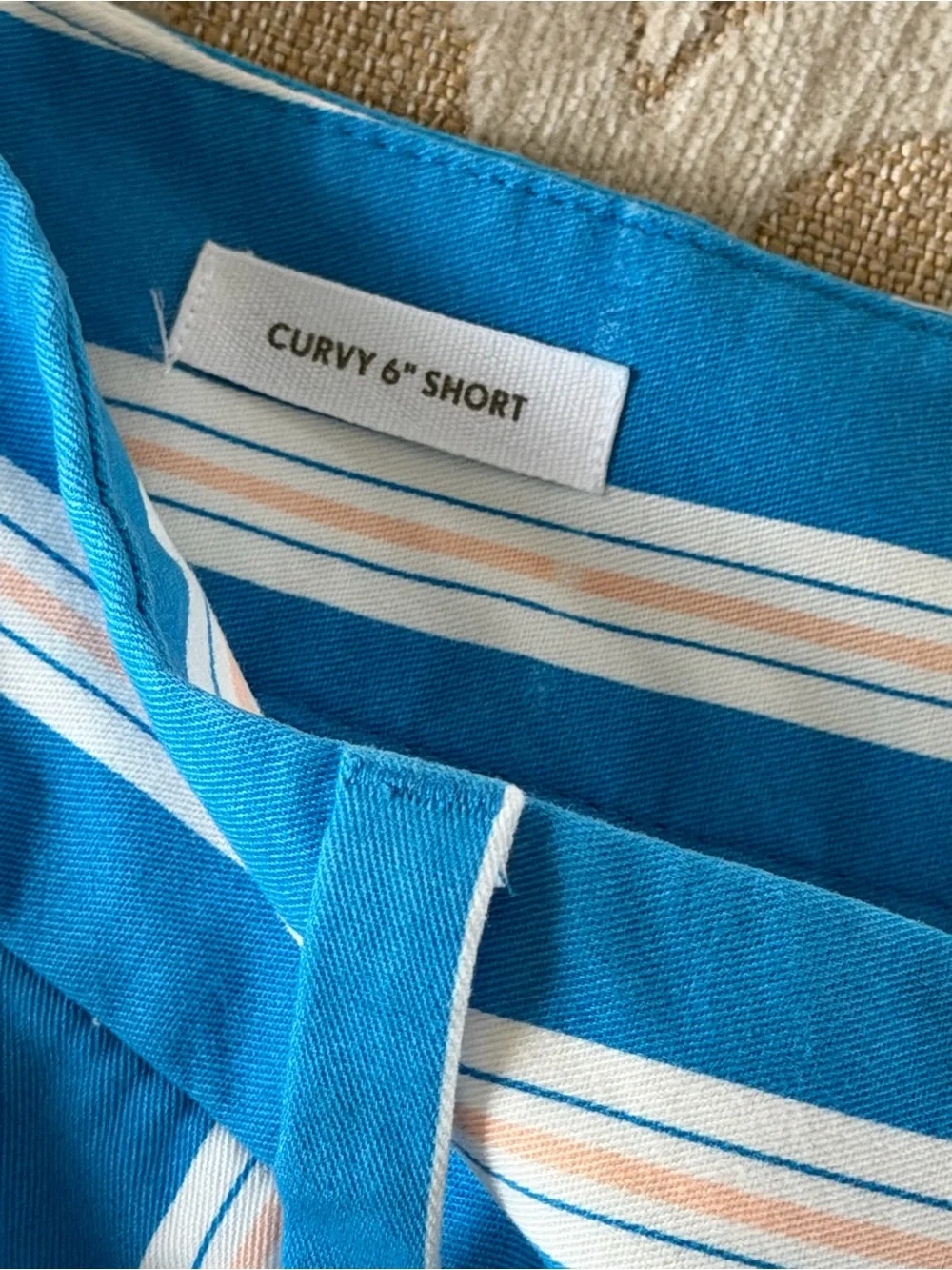 LOFT Outlet Curvy 6” Striped Cotton Shorts Blue White Size 6